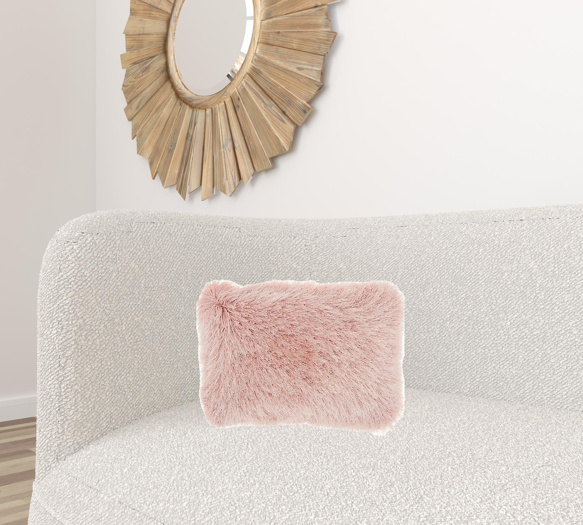 Pink Super Shaggy  Throw Pillow