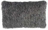 Long Charcoal Shag Throw Pillow