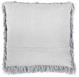 Square Grey Shag Throw Pillow