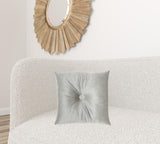 Light Gray Center Beaded Tuft Throw Pillow