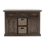 Modern Farmhouse Espresso Wash Large Accent Cabinet With Baskets