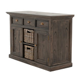 Modern Farmhouse Espresso Wash Large Accent Cabinet With Baskets