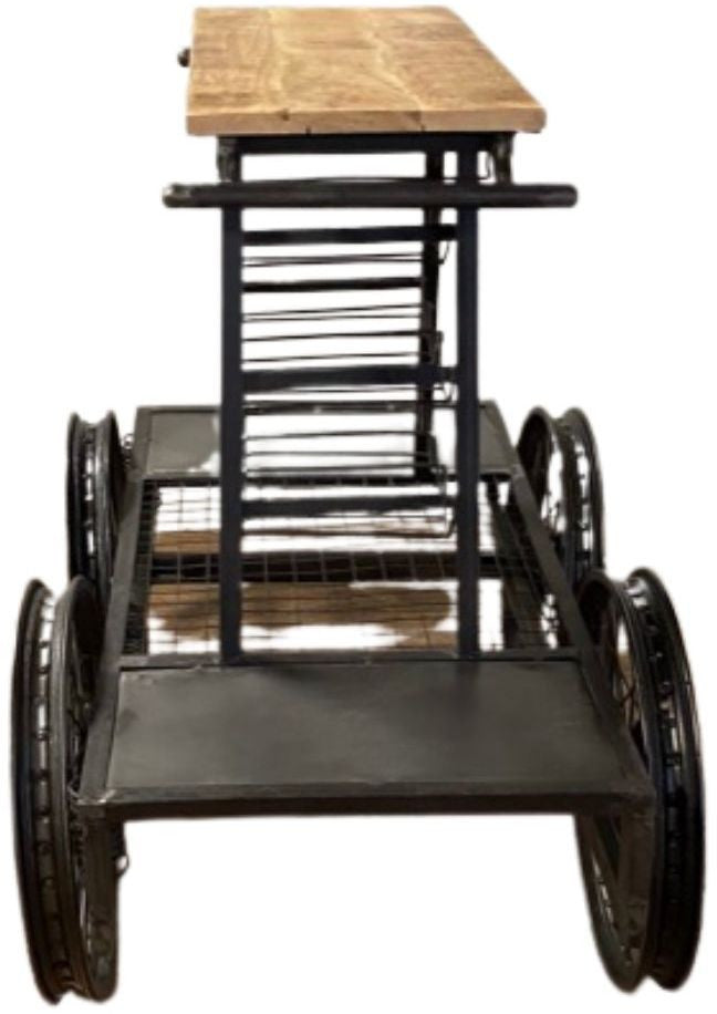 Rustic Black Rail Car Bar Cart