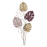 Tropical Leaf Themed Metal Wall Decor