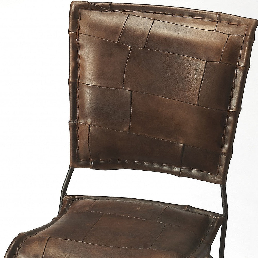 16" Brown Faux Leather Side Chair