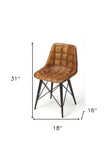 18" Brown Faux Leather Tufted Side Chair