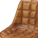 18" Brown Faux Leather Tufted Side Chair