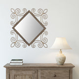 Traditional Diamond Wall Mirror With Metal Detailing