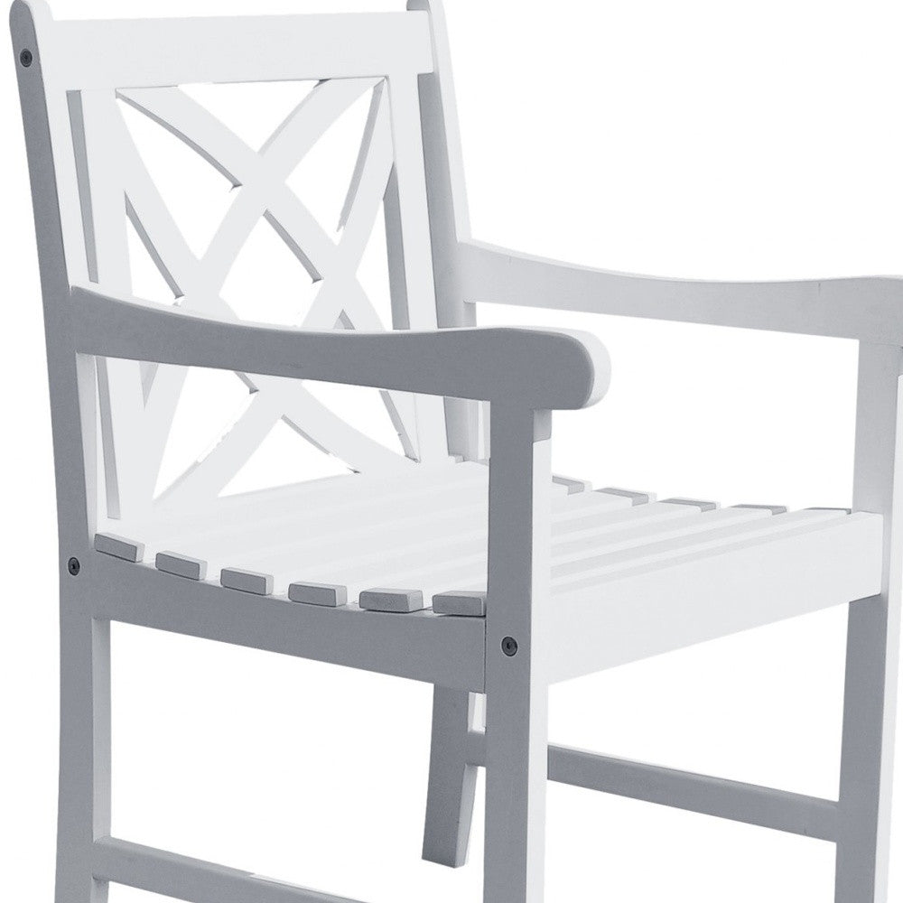 White Patio Armchair With Decorative Back