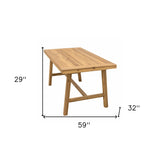 Natural Wood Dining Table With Leg Support