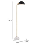 61" Black and Gold with White Marble Floor Lamp