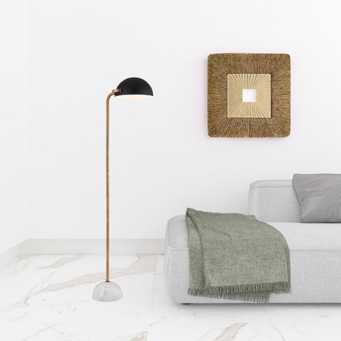 61" Black and Gold with White Marble Floor Lamp
