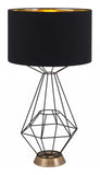 71" Brass Metal Bedside Table Lamp With Black Empire Shade