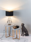 71" Brass Metal Bedside Table Lamp With Black Empire Shade
