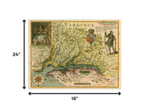 24" X 32" Map Of Virginia C1627 Vintage  Poster Wall Art