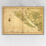 24" X 36" California As An Island C1650 Vintage Map Wall Art