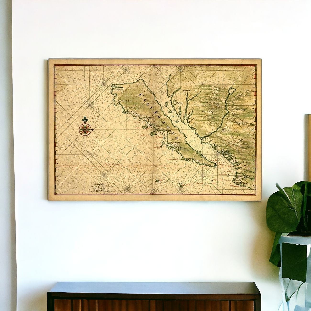 24" X 36" California As An Island C1650 Vintage Map Wall Art