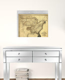 24" X 30" Eagle Map Of America C1833 Vintage  Poster Wall Art