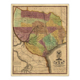 24" X 30" Texas And Surroundings C1837 Vintage Map Poster Wall Art