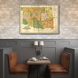 20" X 28" Map Of Indian And Oklahoma Territories Vintage Poster Wall Art