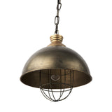 Distressed Bronze Metal Dome Hanging Light