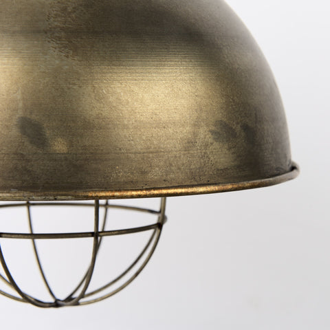 Distressed Bronze Metal Dome Hanging Light