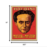 36" X 48" Houdini Master Of Mystery Vintage Magic Poster Wall Art