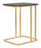 22" Gold And Black Genuine Marble Look Rectangular End Table