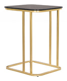 22" Gold And Black Genuine Marble Look Rectangular End Table