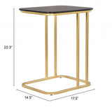 22" Gold And Black Genuine Marble Look Rectangular End Table