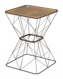 22" Black And Antique Gold Steel Square End Table