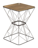 22" Black And Antique Gold Steel Square End Table