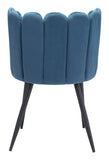 Set of Two Blue Velvet Glam Clam Dining Chairs