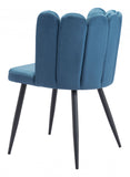 Set of Two Blue Velvet Glam Clam Dining Chairs