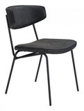 Set of Two Modern Minimalist Vintage Look Black Dining Chairs