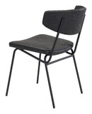 Set of Two Modern Minimalist Vintage Look Black Dining Chairs