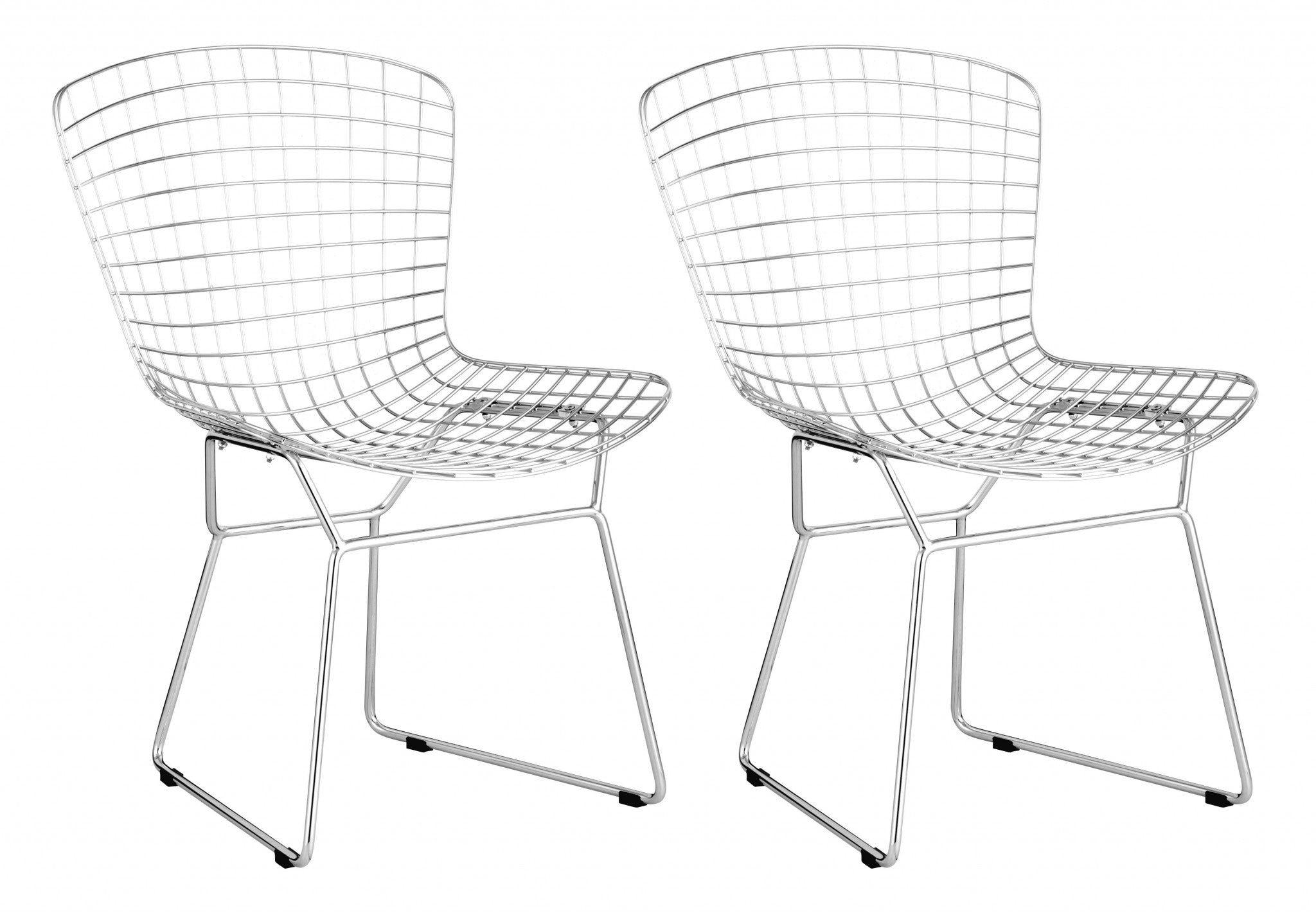 Set Of 2 Silver Slat Back Dining Chairs