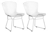 Set Of 2 Silver Slat Back Dining Chairs