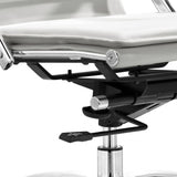 Set of Two White and Silver Adjustable Swivel Metal Rolling Executive Chair