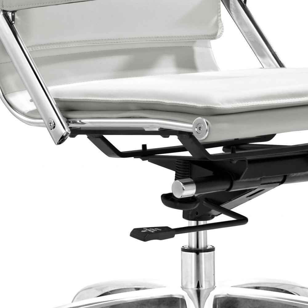 Set of Two White and Silver Adjustable Swivel Metal Rolling Executive Chair