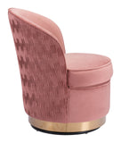 23" Pink Velvet And Gold Swivel Side Chair