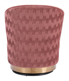 23" Pink Velvet And Gold Swivel Side Chair