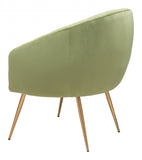 29" Green And Gold Velvet Tufted Club Chair