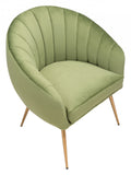 29" Green And Gold Velvet Tufted Club Chair