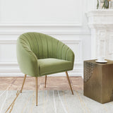 29" Green And Gold Velvet Tufted Club Chair