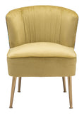26" Gold Velvet Peacock Print Side Chair