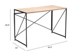 45" Natural and Black Solid Wood Writing Desk