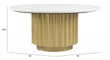 36" Gold And White Faux Marble Round Coffee Table