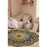 5' Charcoal Round Wool Hand Hooked Handmade Area Rug