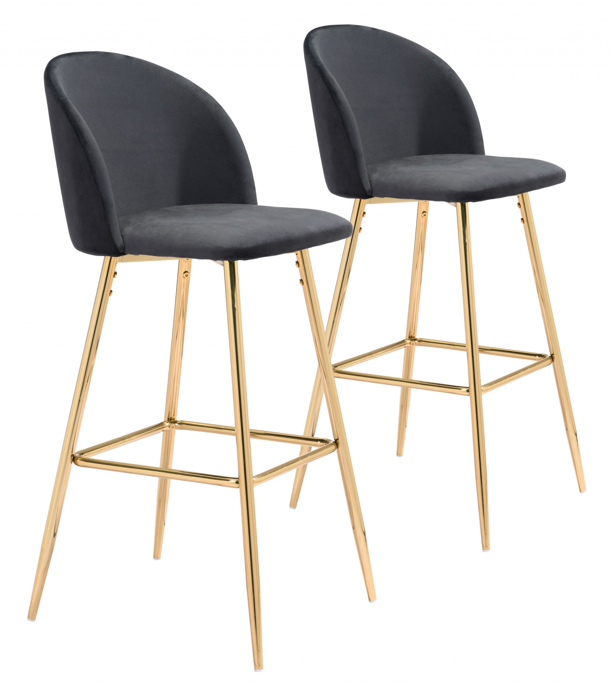 41" Black And Gold Steel Low Back Bar Height Bar Chair With Footrest